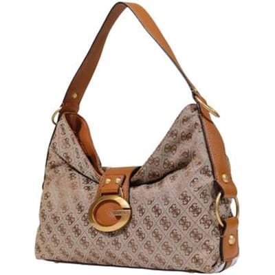 GUESS schoudertas Camden Shoulder Bag Latte Logo / Cognac bruine