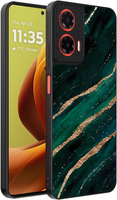 Smartphonica Telefoonhoesje Geschikt voor Motorola Moto G85 / Motorola Edge 50 Fusion met marmer opdruk - TPU backcover case marble design - Groen Goud geschikt voor Motorola Edge 50 Fusion;Motorola Moto G85