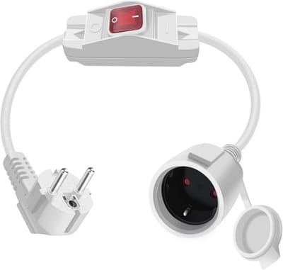 Korte Verlengkabel 16A 250V met Schakelaar | IP44 Waterdicht voor Binnen en Buiten | 0,5m