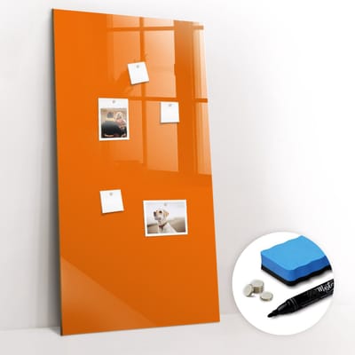 Tulup Whitebord - Kleur Oranje Magneetbord - 60 cm x 120 cm - Magneetbord Design - Design Memobord - Magnetisch Memobord - Ideeënbord Thuiswerkplek - Inclusief Gratis Magneten & Marker & Spons - Magnetisch Bord Kind - Memobord Magnetisch