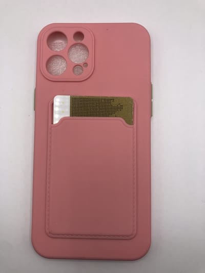TPU back cover met vakje voor pasje - Geschikt voor Appel iPhone 12 Pro Max - Roze