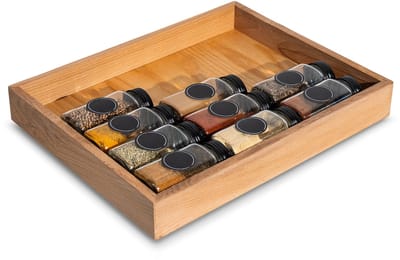 Creative Deco Houten opbergdoos | 36 x 28 x 5 cm | Houten organisatiedoos | Beukenhout | Dienblad voor snuisterijen, kostbaarheden, kruiden