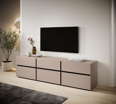 Meubella - TV-Meubel Cainan - Beige - Zwart - 180 cm
