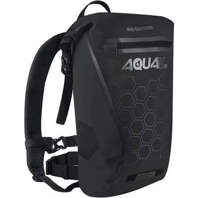 Rugzak Oxford Aqua 20 Liter zwart - Zwarte rugzak - Waterdichte Rugzak - Rolltop Sluiting - Reflecterende details - Soft Padding - 20 Liter