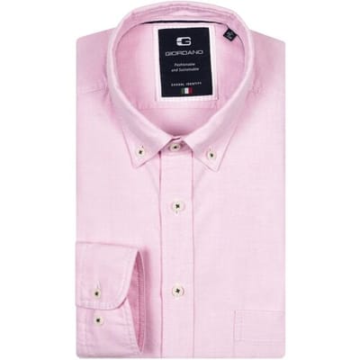 Giordano Overhemd Brando Classic Brushed Oxford Uni Color Button-Down Licht Roze / male
