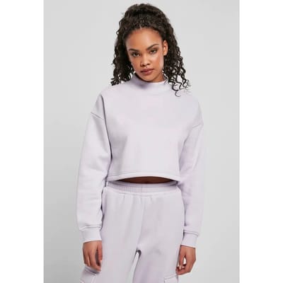 Urban Classics - Oversized High Neck Crew Crop Sweater/Trui - L - Paars
