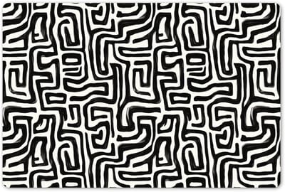 Placemats 45x30 cm - Placemat kunststof - 1 stuk - Grafisch - Lijnen - Zwart - Wit - Borden onderleggers - Decoratie voor op tafel - Keuken tafeldecoratie accessoires - Vinyl onderlegger - Tafelversiering