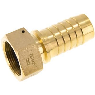 32x48 mm & G1-1/4'' Messing Slangpilaar met Wartelmoer DIN EN 14423 / DIN 2826