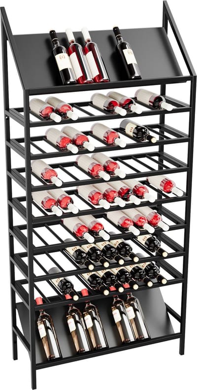 MetaloPro Wijnrek Burgundy – Zwart Metalen Flessenrek Voor 90 Wijnflessen, Robuust Design, Ideaal Voor Keuken, Kelder Of Bar – 170x80x30cm