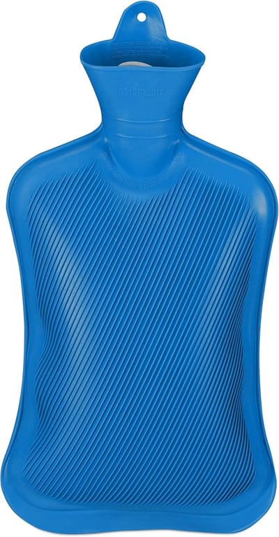 Famanu - Rubberen warmwaterkruik 2L – veilige bedkruik voor kinderen en volwassenen – blauw