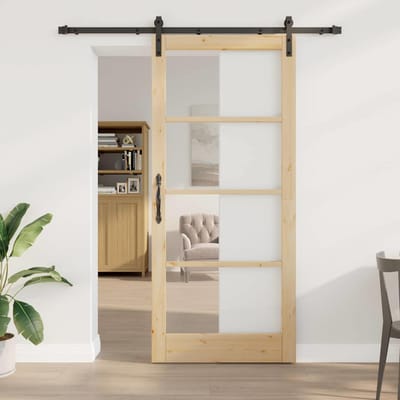 vidaXL - Schuifdeur - ORKDAL - Natuurlijk - en - zwart - 93 - x - 211 - cm