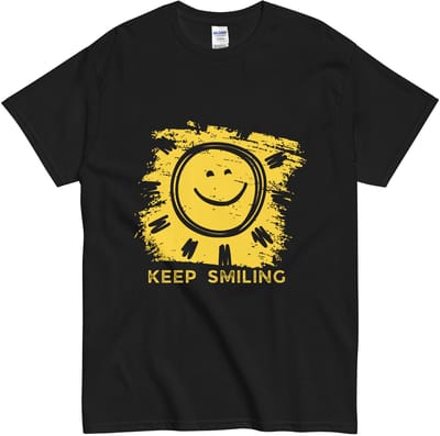 Feel Good T Shirt - Keep Smiling Quote - Positiviteit Shirt Dames Heren - Zwart - S