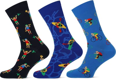 Teckel - Limited Edition - 3 Paar Sokken - Kano/Fietsen/Gewichtheffen - 70% Katoen - Maat 36/42