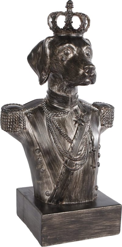 Sculptuur "Royal dog" antiek grijs 19,5x14x34,5cm