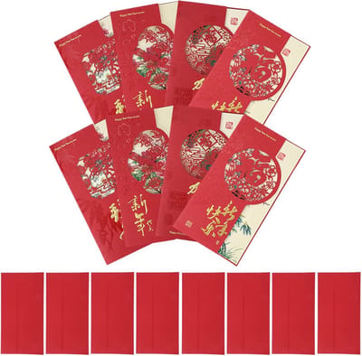 8 Stuks Chinese Nieuwjaars Wenskaarten met Enveloppen Maanjaar