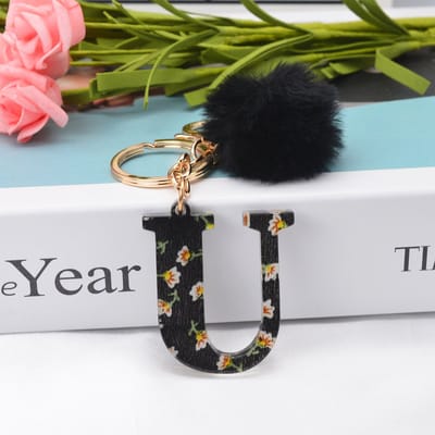 Letter Sleutelhanger A-Z – Luxe Initialen Sleutelhanger met Pompon & Kwastje – Tashanger voor Dames & Meisjes – Accessoire voor Sleutelbos, Handtas, Rugzak & Autosleutel – Persoonlijk Cadeau voor Vrouw, Moeder, Dochter & Vriendin
