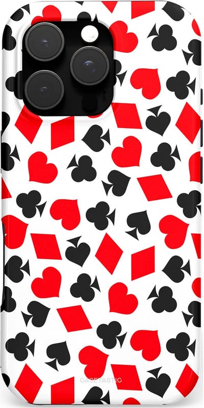 Casetastic hoesje geschikt voor Apple iPhone 16 Pro - MagSafe - Dubbellaagse bescherming - Harten spel - Fashion Case - Wit Rood Zwart Grijs