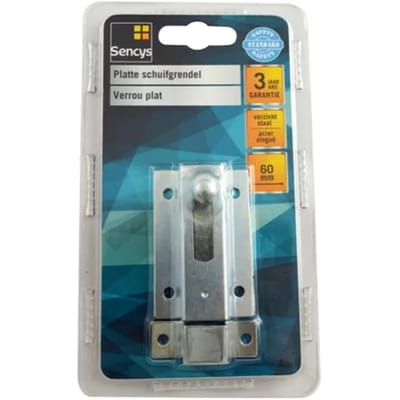 Sencys Deurgrendel Plat - Verzinkt Staal - 60 Mm