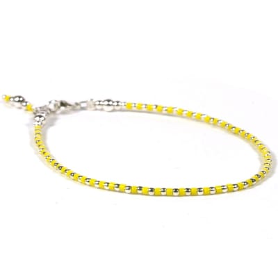 Heaven Eleven - meisjes - Enkelbandjes - glas - geel - 1mm - verstelbaar 18cm + 4cm
