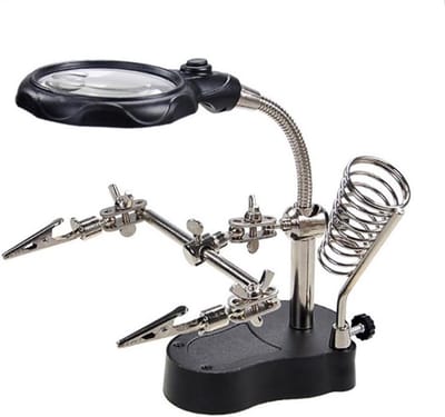 Verstelbare Vergrootglas met Klem en Alligatorclips - 3.5X/12X Vergrootglas voor Hobby en Solderen