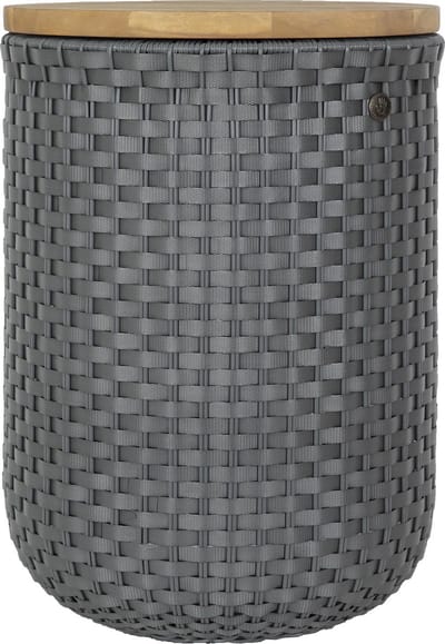 Poef met opbergruimte - Opberger - Opbergpoef - Zitpoef - Krukje - Bijzettafel - Duurzaam - Hand gevlochten - Handed By Halo SIT -- donkergrijs - dark grey