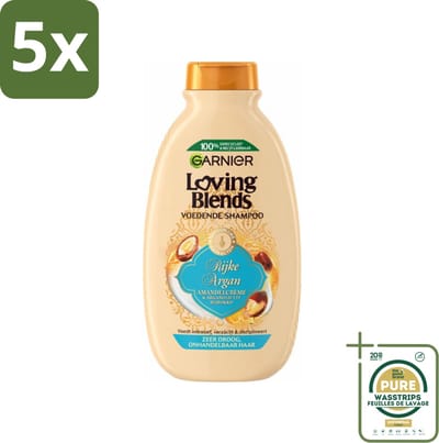 5 x Garnier Loving Blends Rijke Argan Shampoo 300 ml - Grootverpakking - Argan Shampoo - Arganolie - Droog Haar - Onhandelbaar Haar - Haarvoeding
