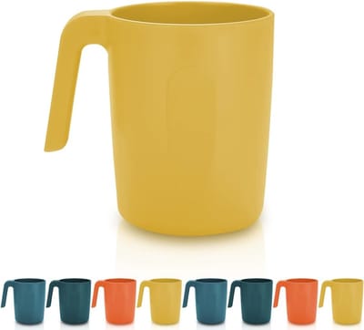 Set van 8 Herbruikbare Lichtgewicht Plastic Mokken, Breukbestendig en Magnetronbestendig, Ideaal voor Koffie en Espresso, Makkelijk mee te nemen en schoon te maken