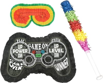 Funny Fashion Verjaardag Pinata Game controller - 43 cm - met stok en masker - versiering
