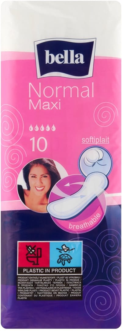 Bella Maandverband Normaal Maxi, softiplait, ademend - 10 stucks