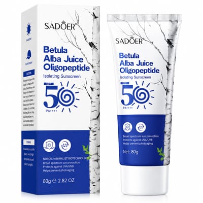SADOER SPF50+ PA++++ Zonnebrandcrème | Gezicht & Lichaam | Sunscreen SPF 50 | UVA UVB Bescherming | Hydraterende Zonnecrème | Niacinamide | Hyaluronzuur | Berken Sap | Waterbestendig | Anti Aging | Geen Witte Waas | 80ML