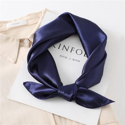 Écharpe Carrée Unie de Luxe Pour Femmes 60cm Satin Bande pour Cheveux de Cou Foulard de Sac Foulard Doux Hijabs Tête Foulard Féminin 60X60cm