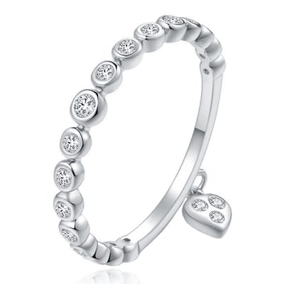 Dames Ring Zilverkleurig Verzilverd met Zirkonia en Hartje-16mm