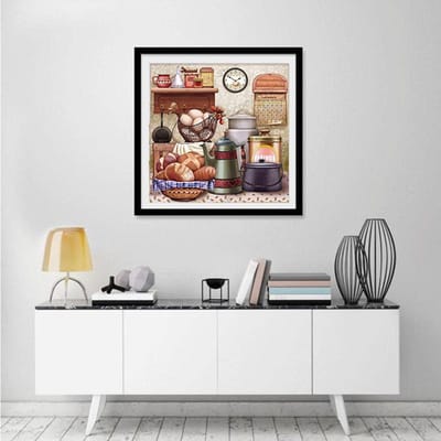 Home Decor Diamantborduurwerk Diy Diamantschilderij Kruissteek Kit Huis Keuken Eieren met Brood 30x30CM gray