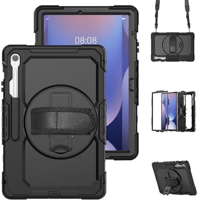 Coverup Tablethoes geschikt voor Samsung Galaxy Tab S10 FE Plus Hoesje - Heavy Duty Case met Schouderstrap - Zwart