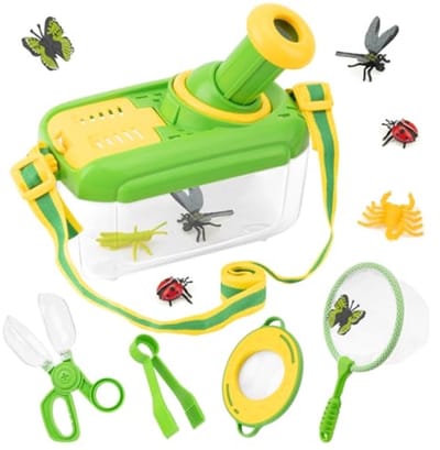 PromoHome Natuuronderzoeksset voor kinderen - Compleet ontdekkingspakket met vergrootglas, vangnet en accessoires