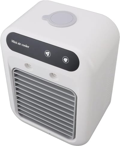 Draagbare Airco Ventilator - Persoonlijke Koeler - Persoonlijke Koeling - Watergekoelde Verdamping - 17B x 23D cm - Wit