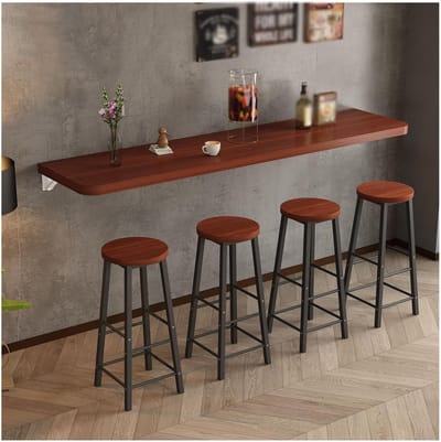 Wandtafel Klapbaar - Eettafel Klein - Ruimtebesparend Werken - Afgeronde Hoeken - 120x30cm - Bruin