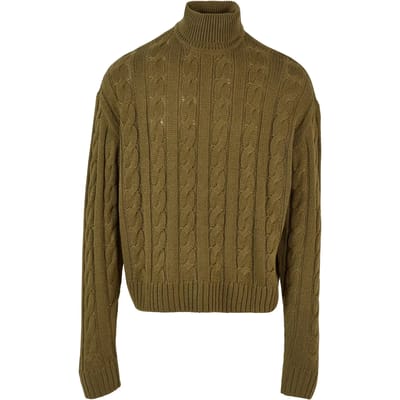 Urban Classics - Boxy roll Sweater/trui - S - Olijfgroen