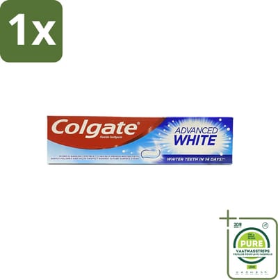 1 x Colgate - Advanced White - Tandpasta - 100ml - Tandpasta - Witte Tanden - Vlekverwijdering - Tandbederf - Gaatjes