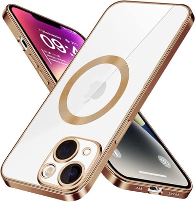 Casemania Hoesje Geschikt voor Apple iPhone 14 - Goud - Siliconen Back Cover Geschikt voor Magsafe