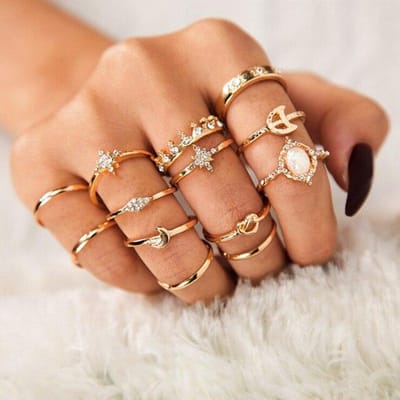 Bijpassende Ringen Voor Vrouwen Anillos Mujer Gouden Ring Set Bagues Anillo Boheemse Sieraden Accessoires Cadeau Voor Koppels Sygnety Cadeaus Resizable