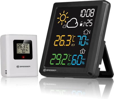Kleuren Weerstation met Thermo-Hygro Buitensensor - Max./Min. Waardeopslag, DCF Tijdsturing en Wekfunctie