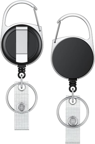 2-Pack Intrekbare Badge Reel voor Badge Houder - Zwart
