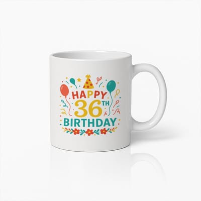 Happy 36ste Verjaardag Mok 330ml – Kleurrijke Feestelijke Koffiebeker – Perfect Cadeau voor Verjaardag