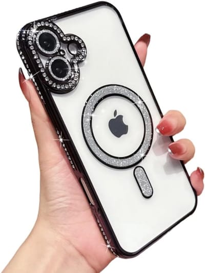 Diamant Telefoonhoesje Geschikt voor Magsafe met Camera Bescherming voor iPhone 17 - FuturiQ - Zwart