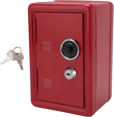 Geldkistje met slot - Boek kluis - Veilig opbergen - Creatief design - Compact formaat - Rood