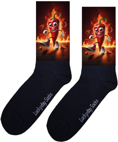 Luckyday Socks - Unisex sokken - Peper- Flaming hot - cadeau sokken - Maat 37-44