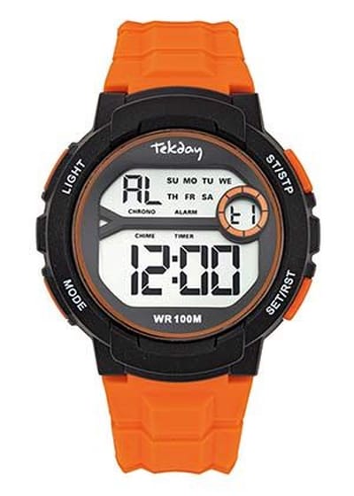 Tekday-Sportief-Digitaal heren horloge-Zwart/Oranje-Waterdicht-Silicone band-Fijn draagcomfort