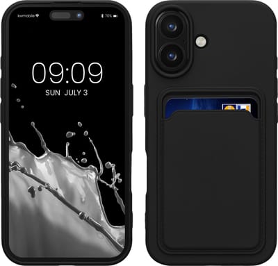 kwmobile telefoonhoesje geschikt voor Apple iPhone 16 - Hoesje met pasjeshouder - TPU case in zwart