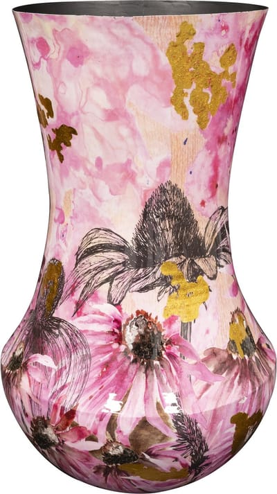 TS Collection - Vaas Polly pink - 35x60 - Metaal & Epoxy - Exclusieve woonitems voor binnen - Handgemaakt - Unieke print - Designed by Lammie